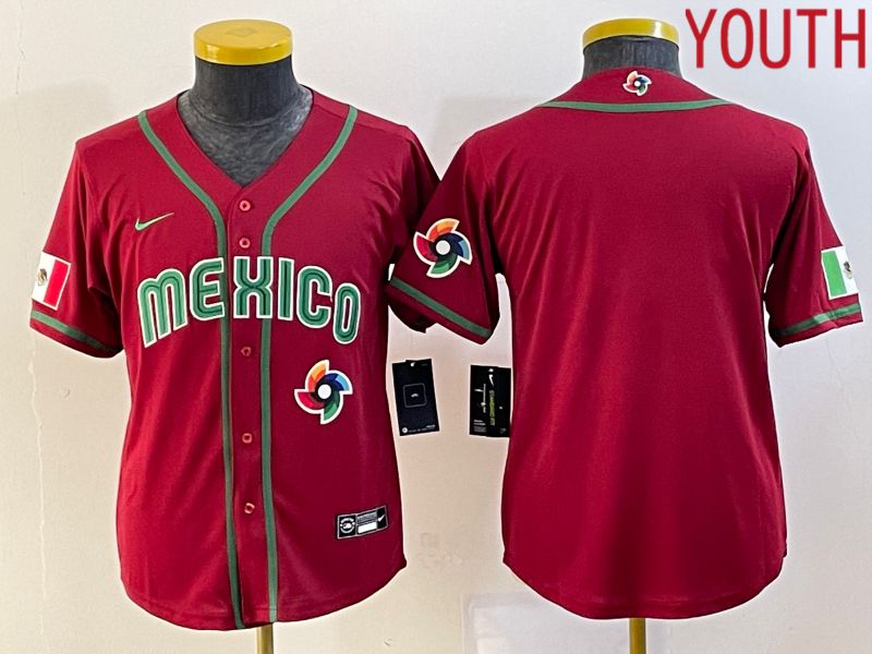 Youth 2023 World Cub Mexico Blank Red Nike MLB Jersey1